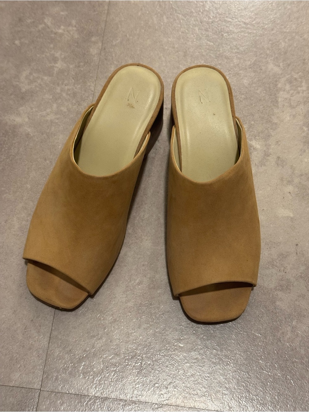 NISOLO Women's Open-Toe Slip-On Mules in Tan